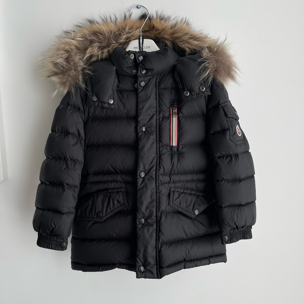Moncler kids down parka coat jacket with fur hood